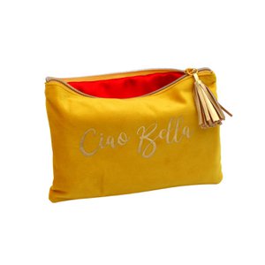 Mäppchen Ciao Bella, gelb, Polyester, 22,5x15,5 cm