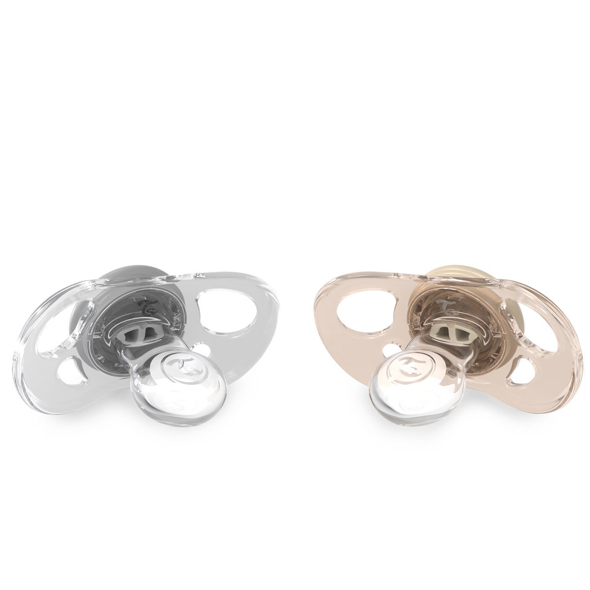 Set of 2 pacifiers 6m+ pastel gray+beige