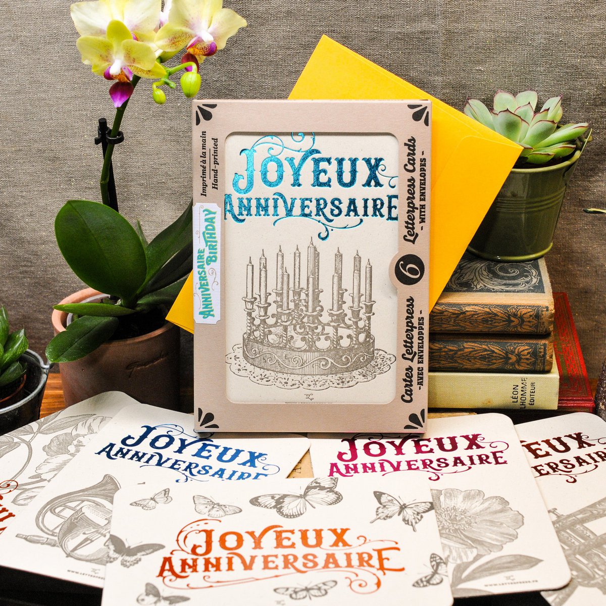 Box of 6 Birthday Letterpress Cards (with envelopes)
