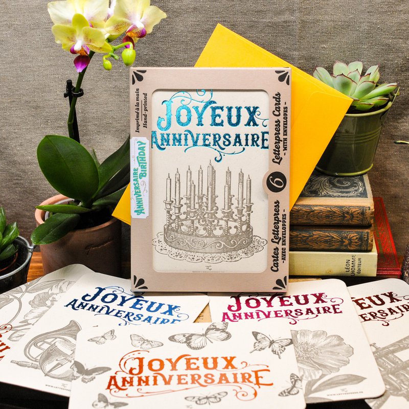 Box of 6 Birthday Letterpress Cards (with envelopes)