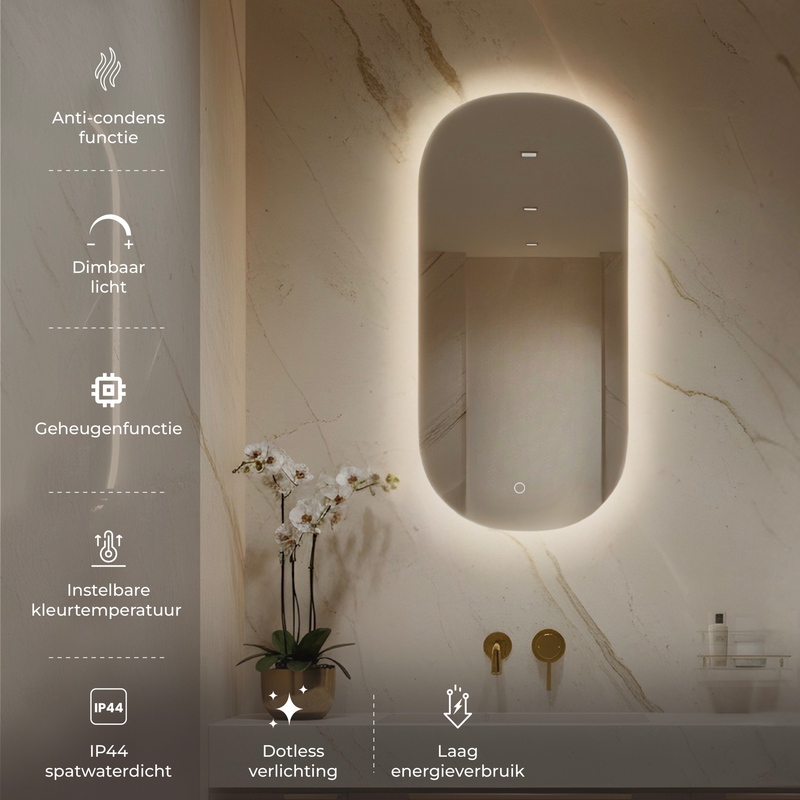 Miroir de salle de bain LED Lumire Ray ovale 45x100 cm