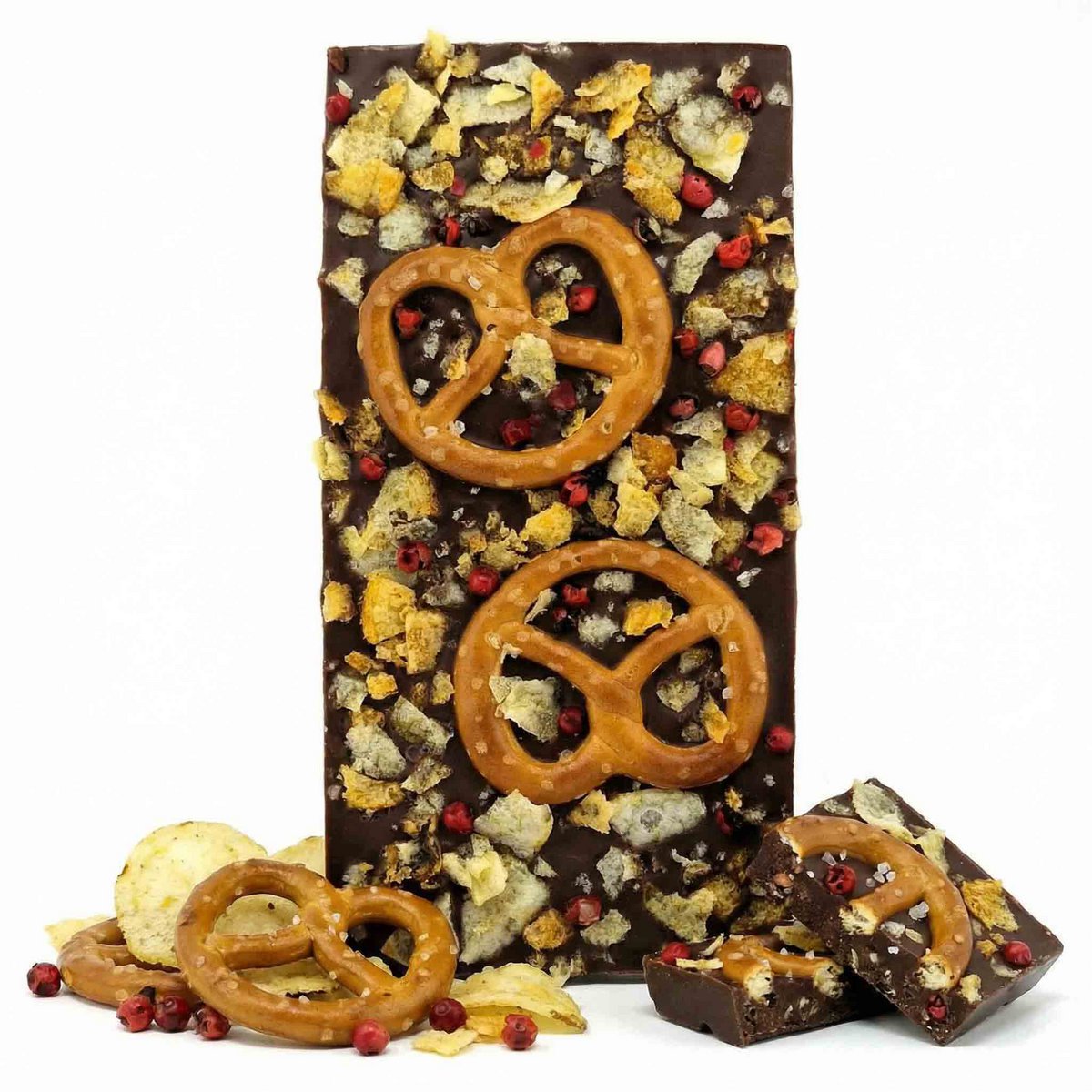 Czekolada mleczna premium - precla, chrupiące chipsy, czerwona pieprz 95G