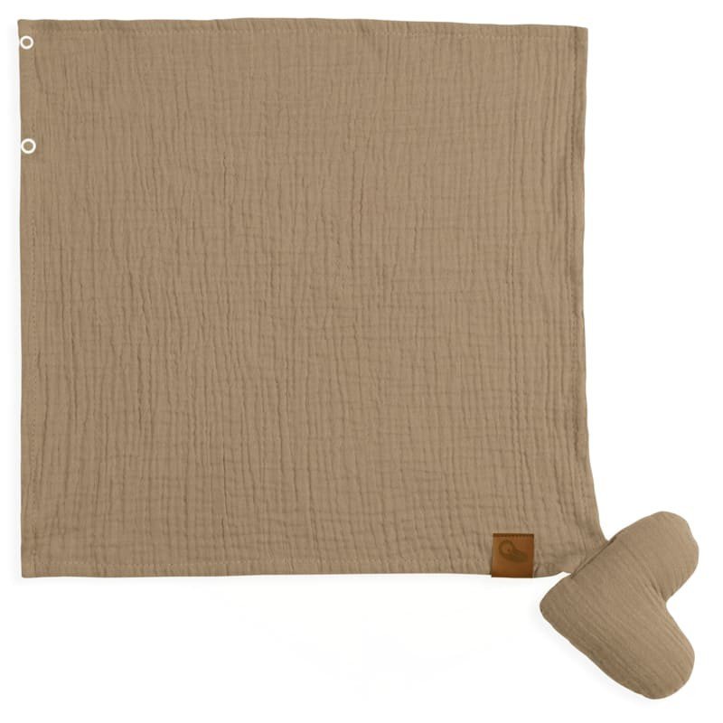 Doudou doudou COEUR avec attache tétine Beige