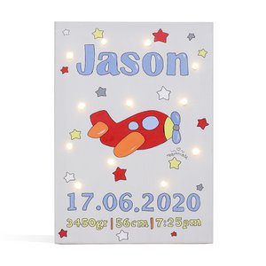 Airplane (Birth Information) Led Light Canvas