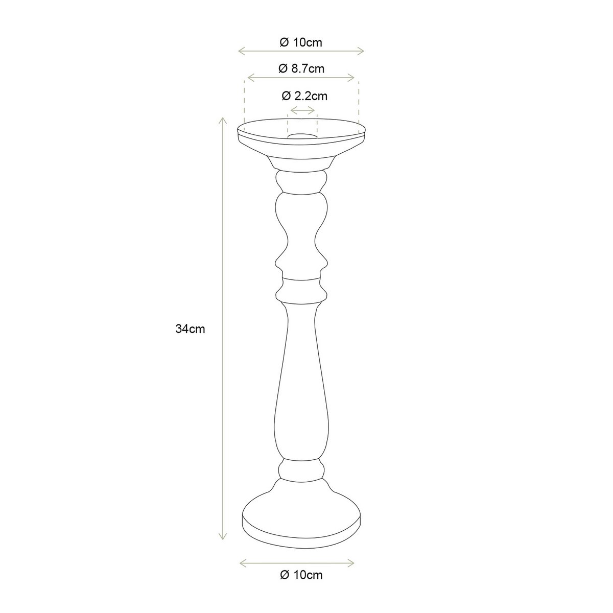 Candle Holder Glass Clear Large 10x34cm