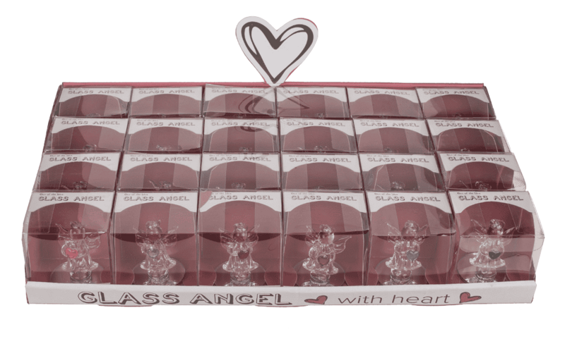 Glass Angel with Heart, 5 cm,