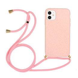 Lunso - Bagcover etui med ledning - iPhone 11 - Pink