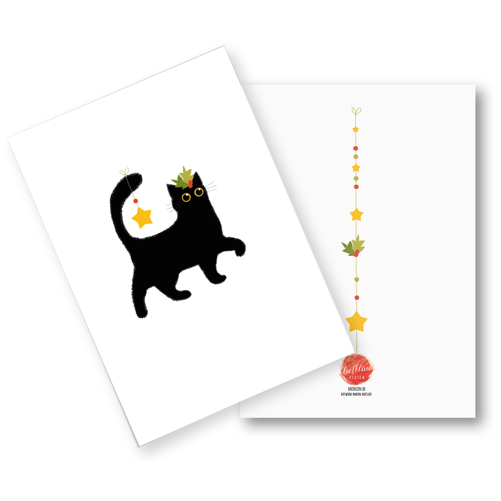 Weihnachtskarte Katzen (Klappkarte mit Kuvert) "Christmas Kitten"