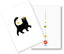 Julekort katte (foldekort med kuvert) "Julekilling"