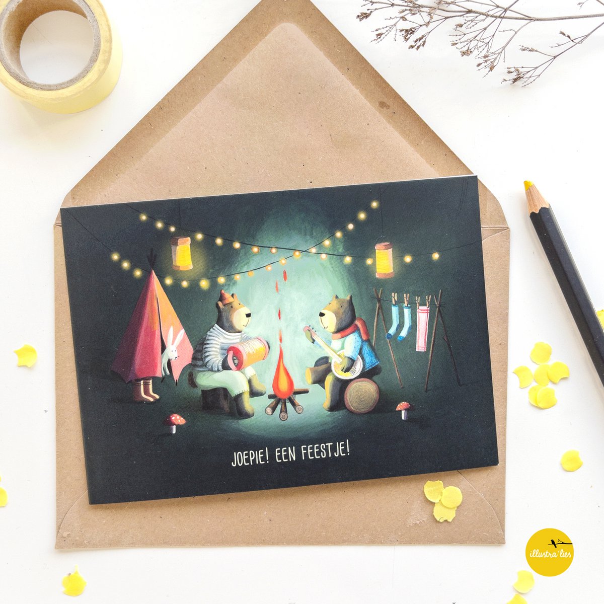 Biglietto di auguri Berenfeest (piegato)