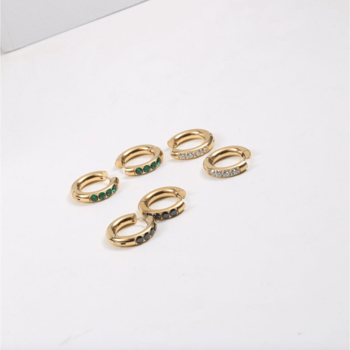 Liam - Crystal Round Gold Huggies