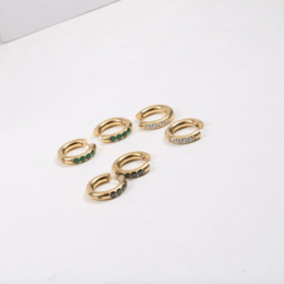 Liam - Crystal Round Gold Huggies