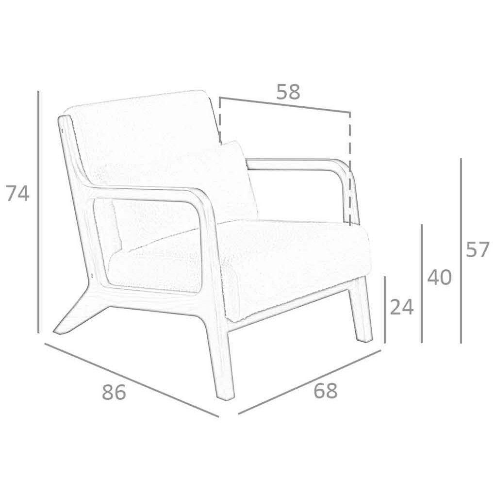 Fauteuil van gestoffeerde stof en notenhout 5100