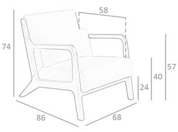 Fauteuil van gestoffeerde stof en notenhout 5100