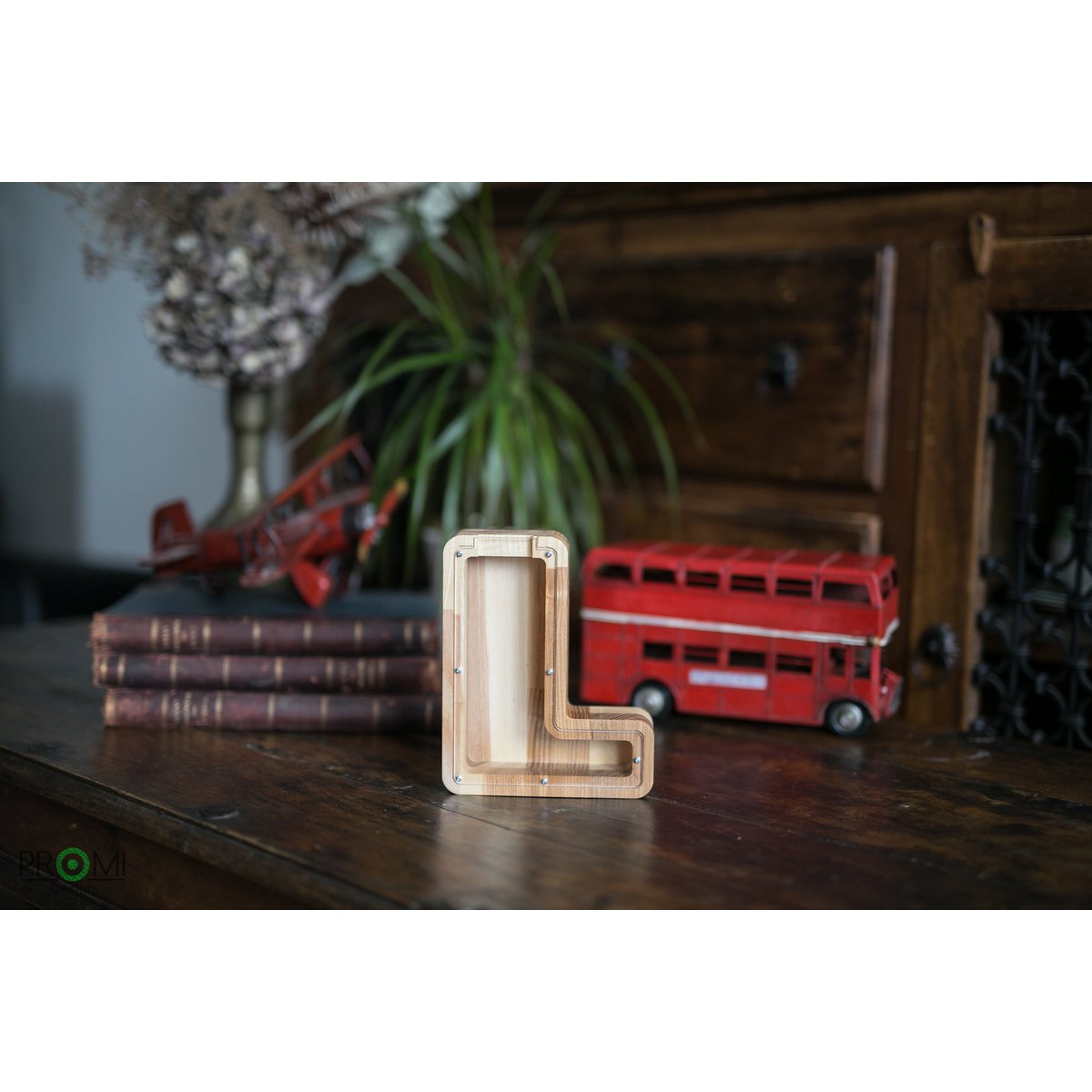 Wooden Piggy Bank Lille, brevpengebank, møntkasse, træboksepenge, sparer pengeboks