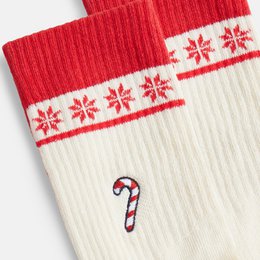 Organic socks Sweet Christmas - tennis socks with embroidered candy cane, Xmas