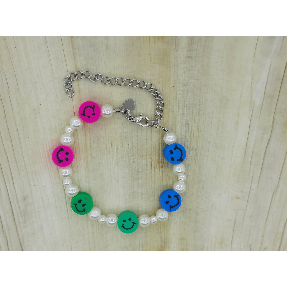 %23255 OW Pulsera infantil con smiley de perlas