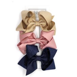 Extra große glitzernde Haarschleifen - Gold, Pink und Navy - 3er-Set