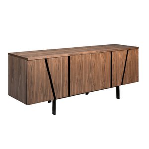 Dressoir van walnoothout en zwart staal