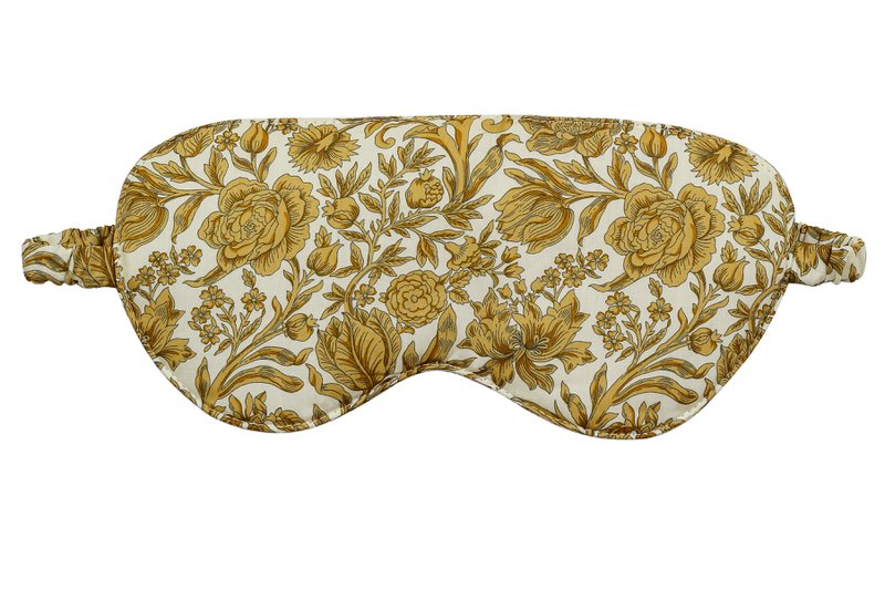 Maschera per dormire fatta a mano in tessuto Liberty London | Matilde / Ocra | Yoga e relax