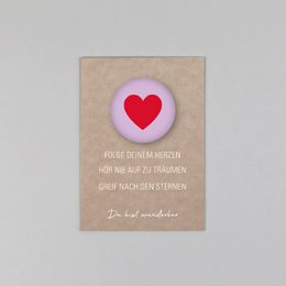 Magnet with postcard featuring a red heart design. Made of durable materials, suitable for decorative or functional use.