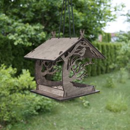 Hängender Vogelfutterspender aus Holz, Futterspender für Vogelfutter im Garten und Hinterhof