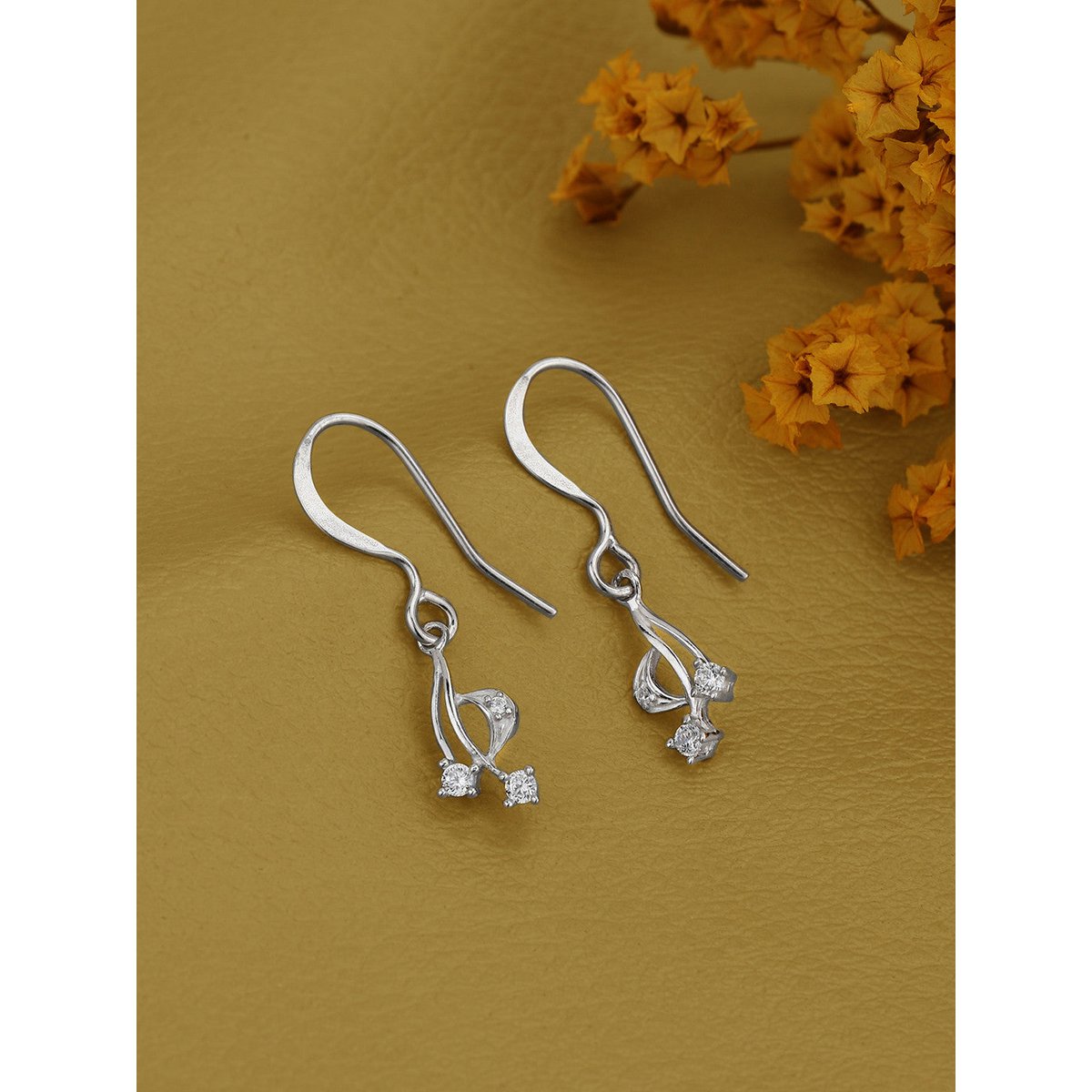 Zeitgenössischer Tropfenohrring – Edler Schmuck – rhodiniertes Sterlingsilber mit Zirkonia – anlaufgeschützt, 1,50 cm