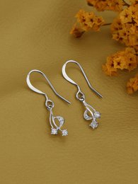 Pendientes colgantes | Circonita chapada en rodio fino contemporáneo | Plata