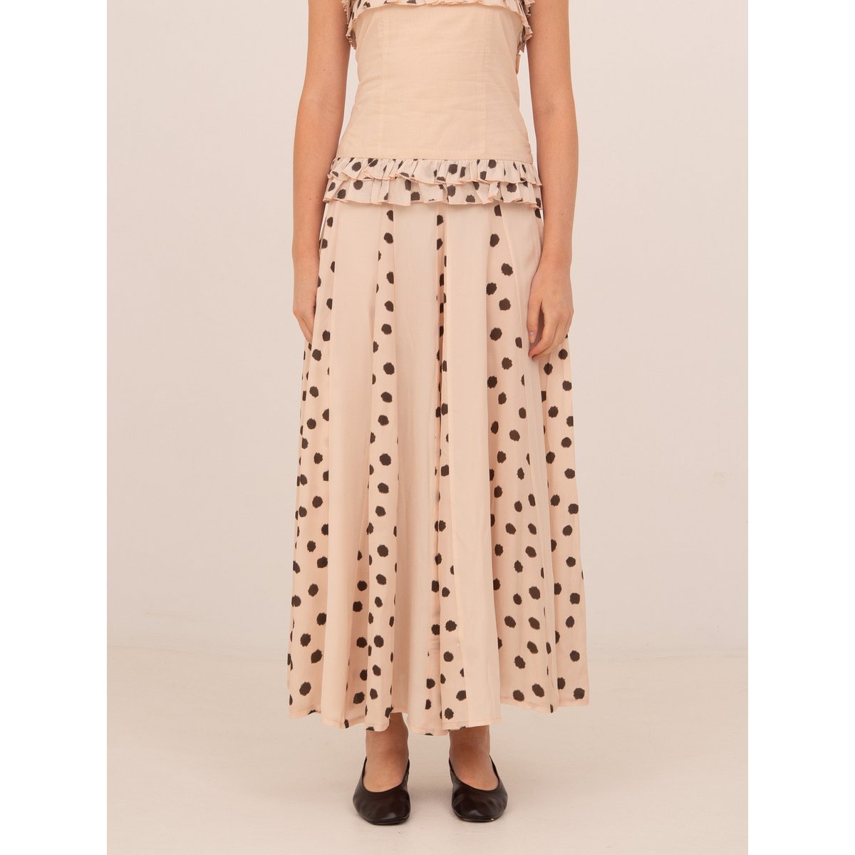 Gonna con stampa a pois beige Noctis