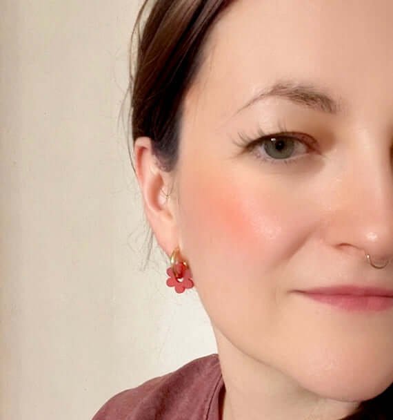 Türkise Flower Edelstahl Hoops