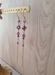 Lange, 18 Karat vergoldete Ohrringe mit Amethystkristallen