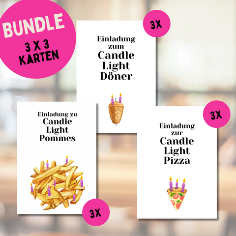 Ansichtkaartenbundel | Kaarslichtkebab® / friet / pizza