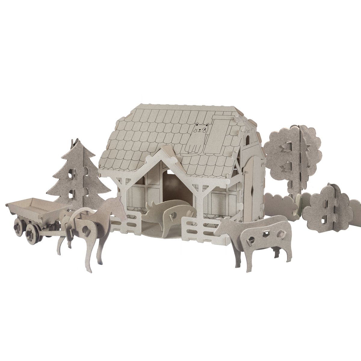 House Farm 3 D constructeur en carton, 5+, DIY, cadeau pour enfants, ensemble de coloriage