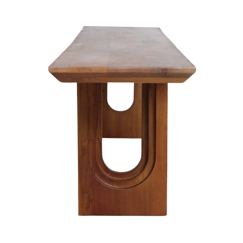 Bullnose Esszimmersofa aus abgeschrägtem Mangoholz