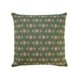 NIN-NIT Cojín Nature Classique | 100% algodón tejido | decorativo con estampado de flores y hojas de la naturaleza | verde | morado | marrón | beige | ocre | azul | turquesa | multicolores | 50x50cm