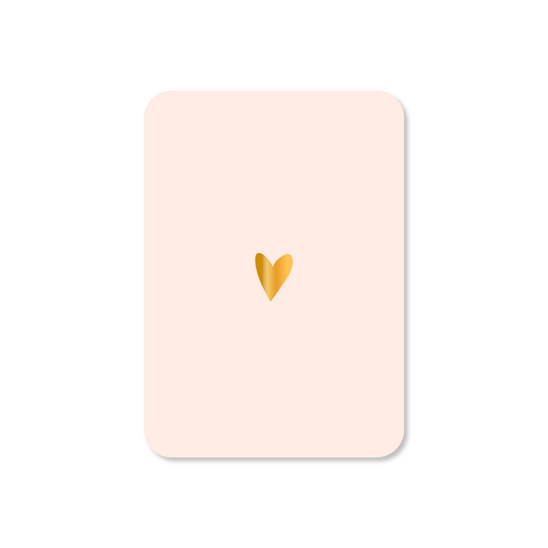 Mini carte Coeur rose clair (avec feuille d'or)