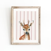 Deer poster, woodland animals poster, deer print, cute deer poster, girls room poster, girls nursery art print, girls room