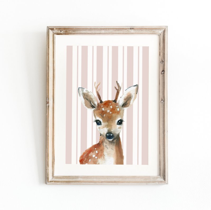 Deer poster, woodland animals poster, deer print, cute deer poster, girls room poster, girls nursery art print, girls room