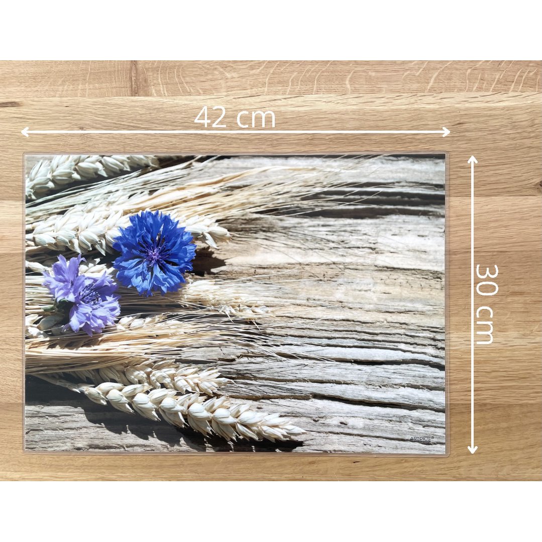Artipics manteles individuales manteles individuales, 4 piezas, acianos lavables sobre madera flotante, manteles individuales de plástico, 42x30 cm, acianos con mazorcas de maíz, motivo de verano, decoración de mesa natural, estilo rústico