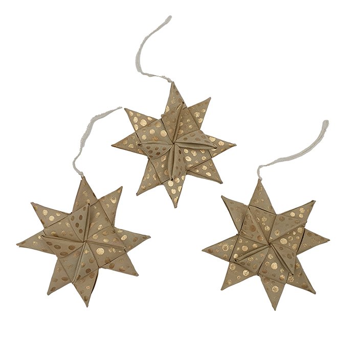 Juego hoja de palma estrella/3 nat/bolso AN dorado 900-011