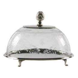 Oval glass cake stand 19cm silver dome cover elegant decorative serving piece