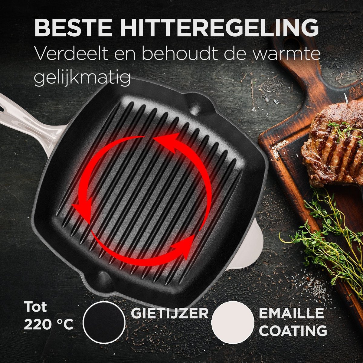 Cast Iron Grill Pan - Rose - 27cm