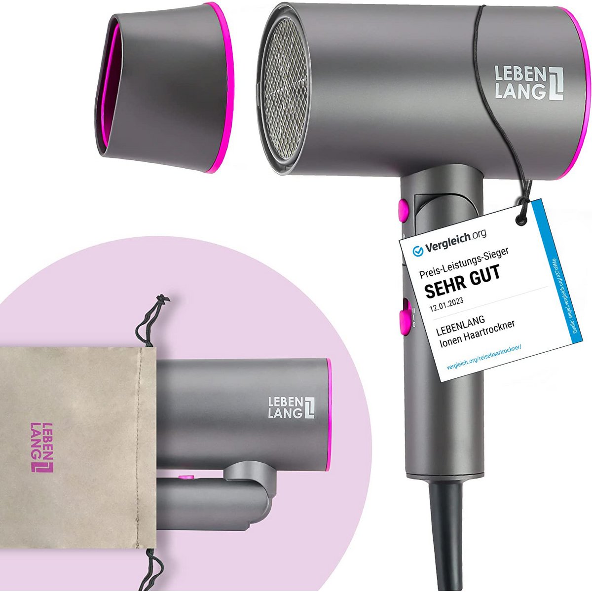 Secador de pelo LIFETIME ion 2100W - antipuntas abiertas con modo aire frío | Secador de pelo de viaje plegable | Secador de pelo Secador de pelo Secador de pelo Secador de pelo pequeño Secador de pelo Secador de viaje Secador de pelo Accesorios de p
