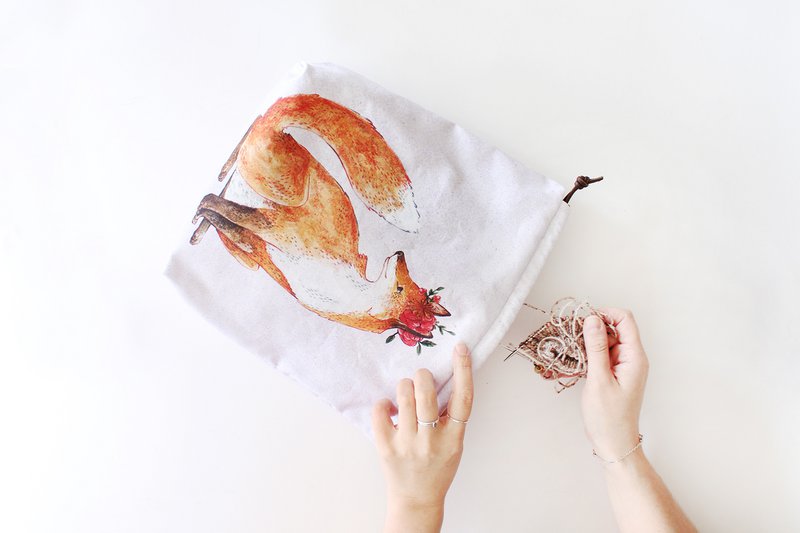 Lena the Fox | Project Bag | Drawstring Bag