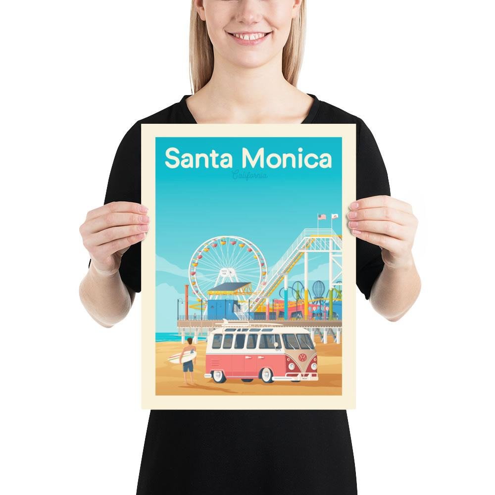 Vintage Poster van Santa Monica | Poster City Santa Monica California Verenigde Staten