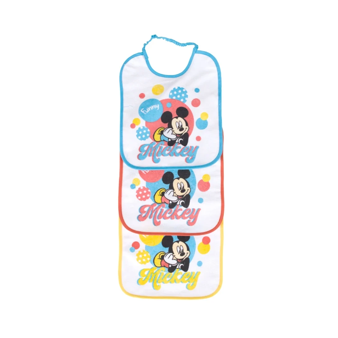 Bavoir en coton pour bébé, motif Mickey ludique