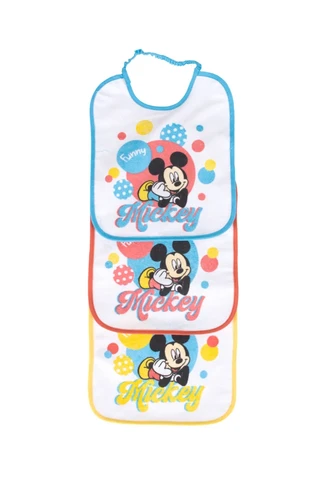 Baby Cotton Bib, Playful Mickey Design