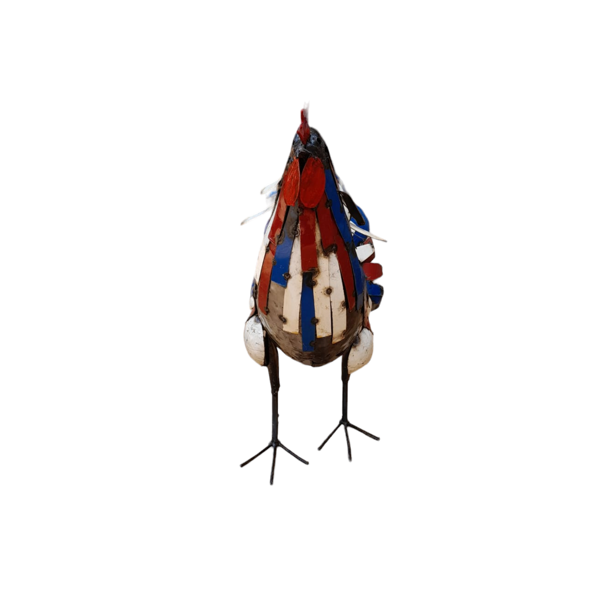 METAL EXTRA LARGE BLUE AND RED COLORFUL ROOSTER