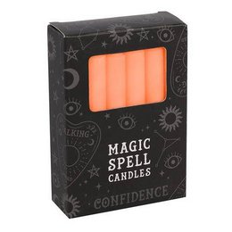 Pack of 12 Orange "Confidence" Spell Candles