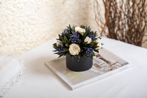 Konservierte Blumen Runde Box Frida Lila Ø16 H14,5 cm